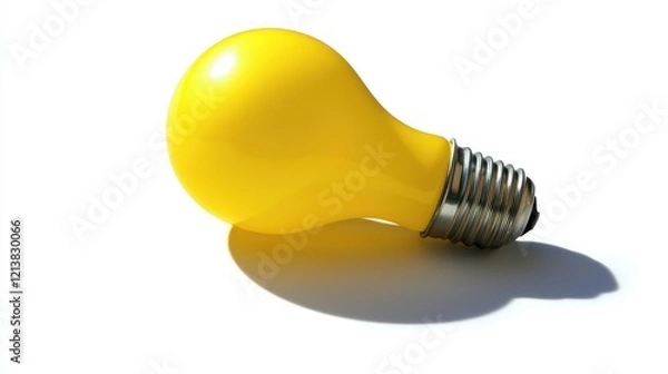 Fototapeta Yellow lightbulb idea concept, studio shot, white background, website design
