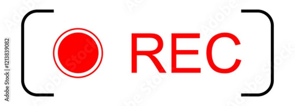 Obraz Recording Button Web UI button Isolated on White and Transparent Background Vector Illustration