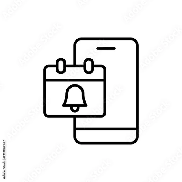 Fototapeta Schedule phone notification outline icons, minimalist vector illustration ,simple transparent graphic element .Isolated on white background