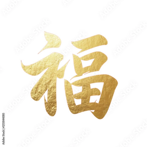 Obraz Elegant Gold Chinese Calligraphy Font Design Fu Character for Greeting Cards, Invitations, Posters on transparent background