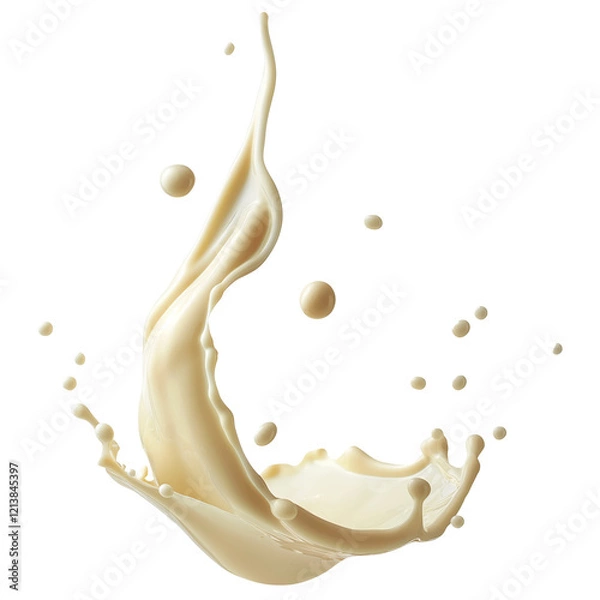 Fototapeta A dynamic splash of smooth, creamy mayonnaise isolated on a white background, emphasizing its rich texture and fluid motion—perfect for culinary or advertising designs