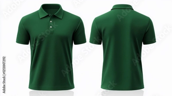 Fototapeta Green polo shirt displayed from front and back, showcasing fabric texture and fit for casual wear
