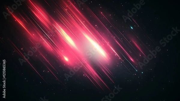 Obraz Abstract Red Light Streaks Across Dark Space