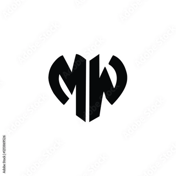 Fototapeta MW monogram logo design letter text name symbol monochrome logotype alphabet character simple logo