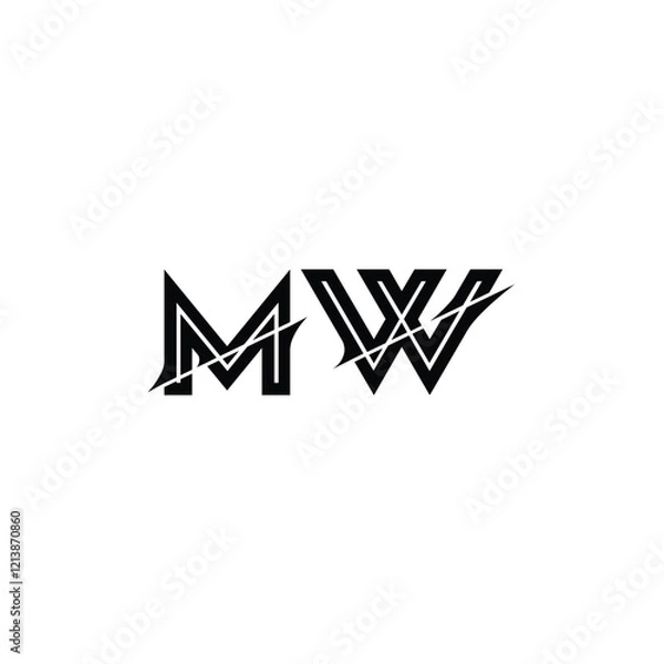 Fototapeta MW monogram logo design letter text name symbol monochrome logotype alphabet character simple logo