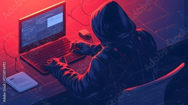 Fototapeta Hacker attack and cybercrime visual with phishing email theme