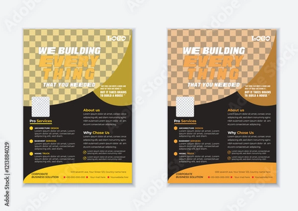 Obraz Corporate Business Flyer, Construction Flyer Template Design Business A4 Poster Design, Company A4 Flyer, Minimalist Print Brochure fresh and clean