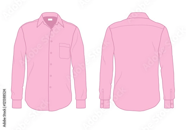 Obraz Men's button down dress shirt template, front and back view