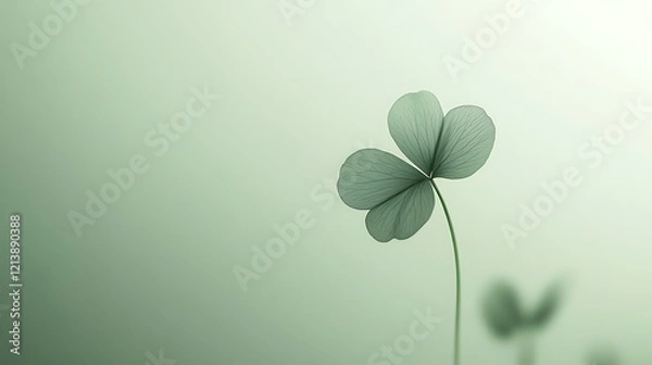 Fototapeta A single minimalist clover with smoky swirling lines accentuating its tiny leaves and flowers.