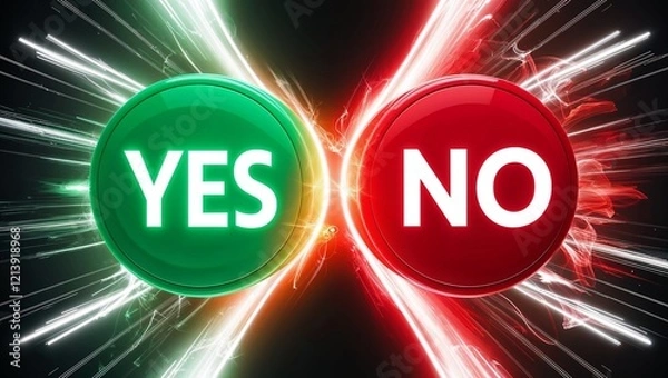 Fototapeta "Yes" and "No" Buttons with Neon Effects and Futuristic Design for Decision Making
