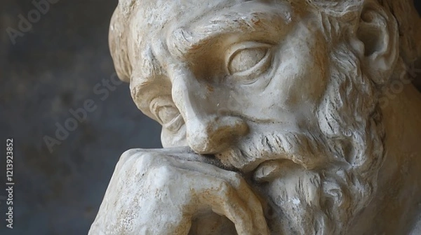 Obraz Detailed sculpture of an ancient philosopher resting his hand on his chin