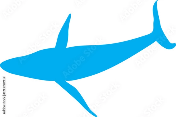 Fototapeta Blue whale silhouette vector illustration, perfect for ocean-themed designs, creative projects, and professional use. Fully editable and scalable for print and digital applications