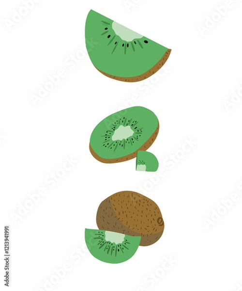 Fototapeta vector kiwi set in flat graphics on a white background. A simple illustration of a kiwi