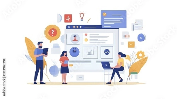 Fototapeta Collaborative Teamwork in Digital Workspace