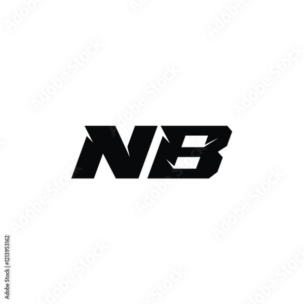 Obraz NB monogram logo design letter text name symbol monochrome logotype alphabet character simple logo