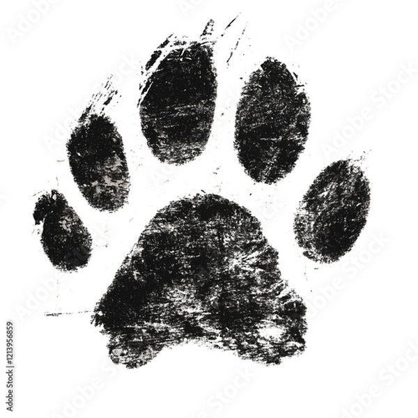 Fototapeta Grunge Style Dog Pawprint Illustration 