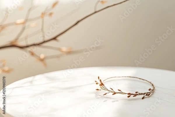 Obraz Delicate bracelet inspired by nature, featuring intricate leaf d
