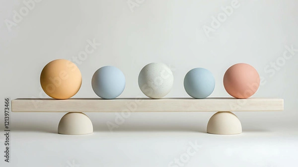 Fototapeta Pastel-colored spheres arranged in a balanced composition