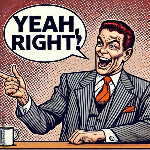Fototapeta The Yeah Right A sarcastic retort expressing disbelief