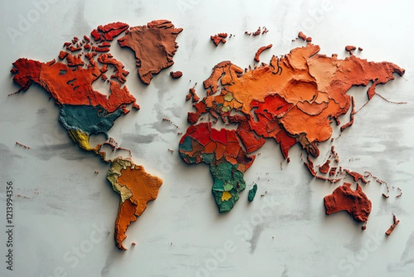 Obraz World map made of colorful mold