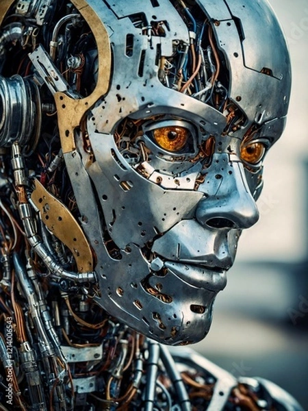 Obraz robot cyborg soldier metal face