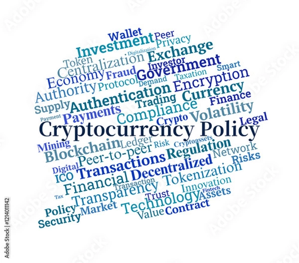 Fototapeta Cryptocurrency Policy Word Cloud