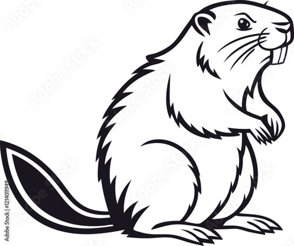 Fototapeta Vector silhouette image of a beaver vector