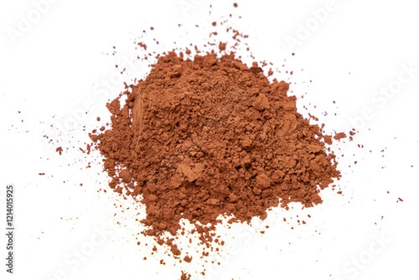 Obraz Top view of Cocoa powder scattered isolated on white background.