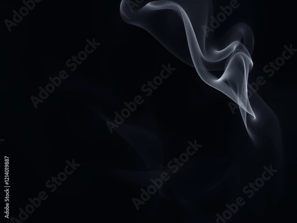 Obraz White smoke rising gracefully on a stark black background, atmospheric, ethereal, minimalistic