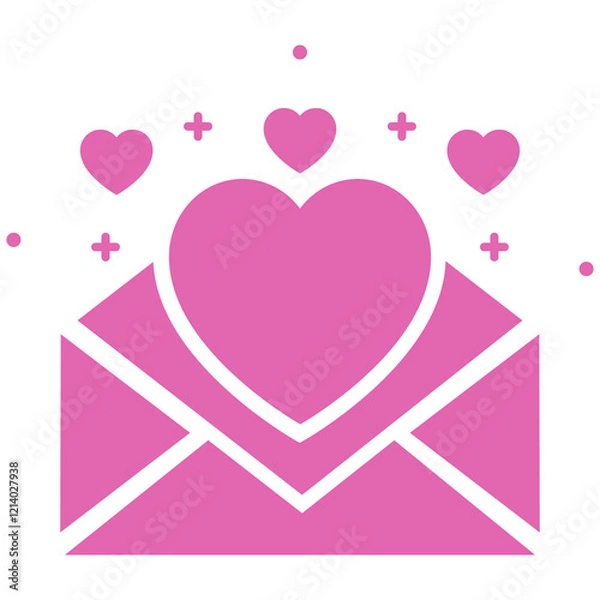 Obraz Pink Love Envelope with Heart Icon