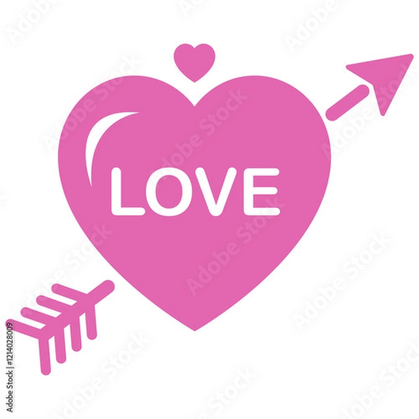 Obraz Pink Heart with Love and Arrow Icon