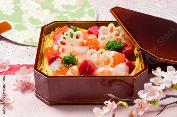 Fototapeta お重に盛ったちらし寿司