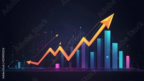 Obraz Growth business graph finance data diagram concept on stock market background with financial investment economy analysis chart or increase profit economic strategy success goal motivation development