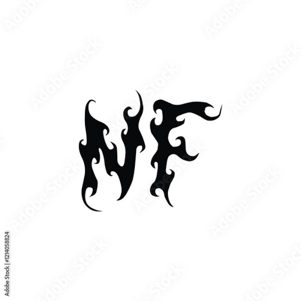 Fototapeta NF monogram logo design letter text name symbol monochrome logotype alphabet character simple logo