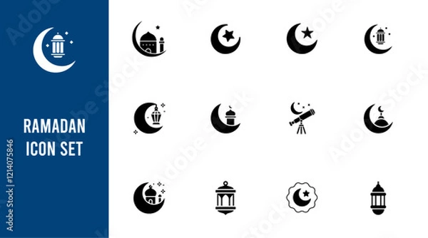 Fototapeta set ramadan kareem Icon Vector