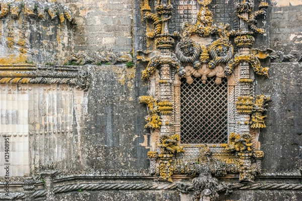 Fototapeta Manuelino window in the Convent of Christ, Tomar, in Portugal