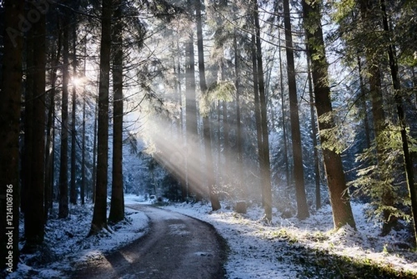 Obraz Sonnenstrahlen im Winterwald