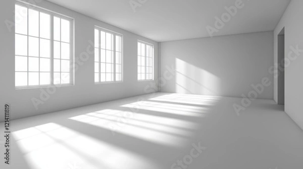 Obraz Sunlit Empty Room, Modern Minimalist Interior Design.
