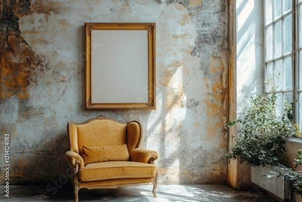 Fototapeta Charming lounge chair and sofa arrangement cozy interior space high-quality image serene atmosphere natural light elegant design concept
