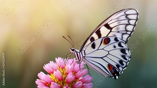 Fototapeta Butterfly on Pink Flower