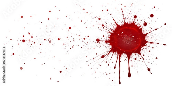 Obraz "realistic blood splatter isolated on white and clear backdrop"
