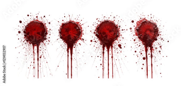 Obraz "dark red blood stains isolated on white and clear"
