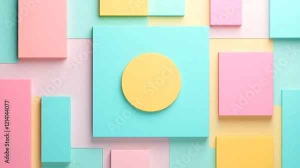 Fototapeta Colorful Geometric Shapes in Pastel Hues Creating an Abstract Background for Creative Design Projects