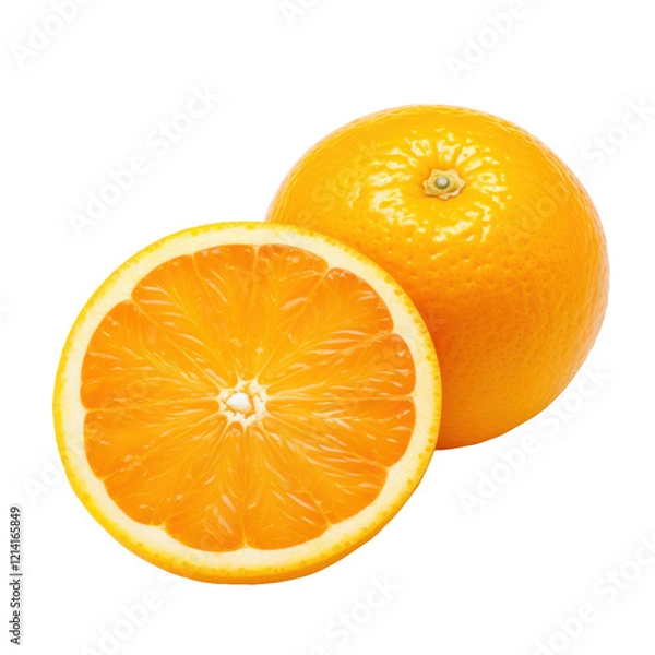 Fototapeta sliced orange fruit isolated on white or transparent png