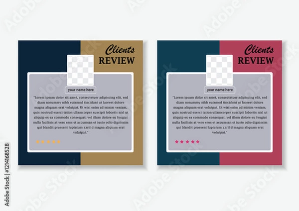 Fototapeta  Creative testimonials ,Vector templates, client testimonial design,  Review design, Feedback template, Clients review, customer feedback, social media post.