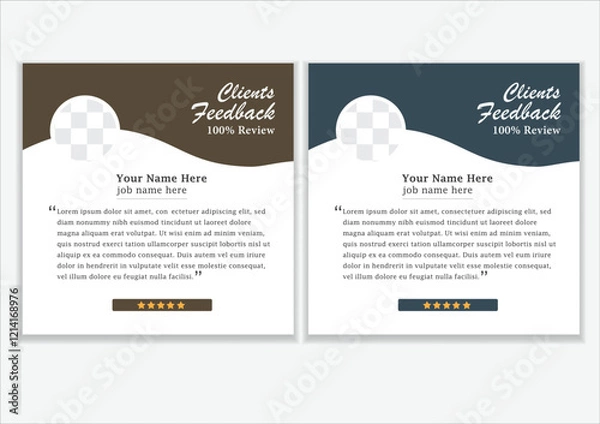 Fototapeta  Creative testimonials ,Vector templates, client testimonial design,  Review design, Feedback template, Clients review, customer feedback, social media post.