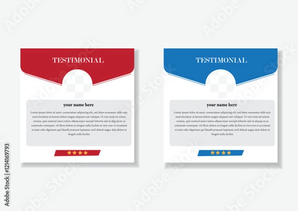 Fototapeta  Creative testimonials ,Vector templates, client testimonial design,  Review design, Feedback template, Clients review, customer feedback, social media post.