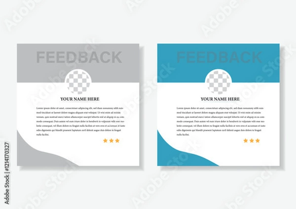Fototapeta  Creative testimonials ,Vector templates, client testimonial design,  Review design, Feedback template, Clients review, customer feedback, social media post.