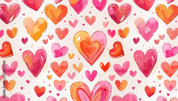 Fototapeta Seamless pattern with heart shape wishing card
