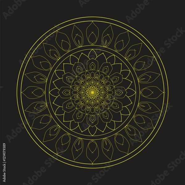 Fototapeta Ornamental mandala with golden color arabesque
